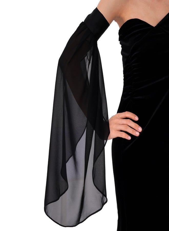 phnydreg Long Tulle Bell Sleeves for Women Detachable Chiffon Gloves for Wedding Dress Halloween Renaissance Costume Accessories - Image 1